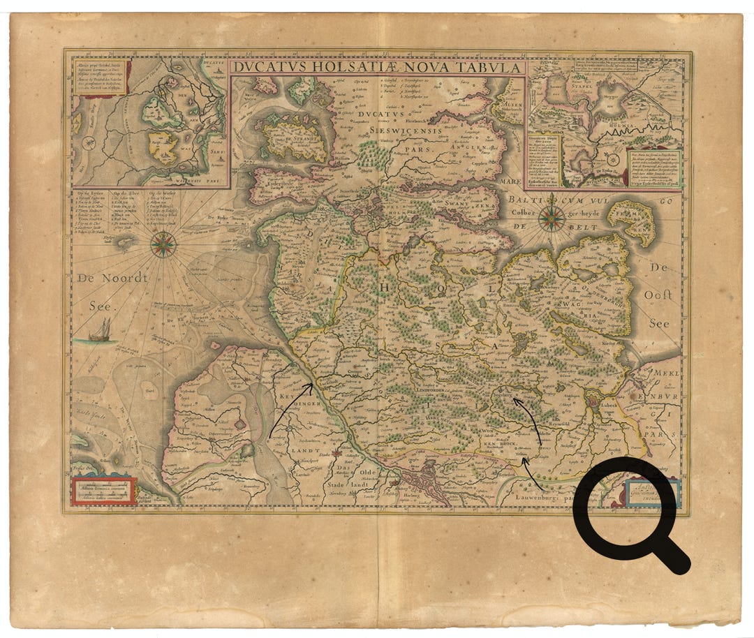 Karte von Holstein 1645